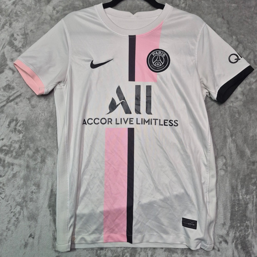 Nike Paris Saint-Germain PSG 2021-22 Away Jersey White Pink Black Mens Medium
